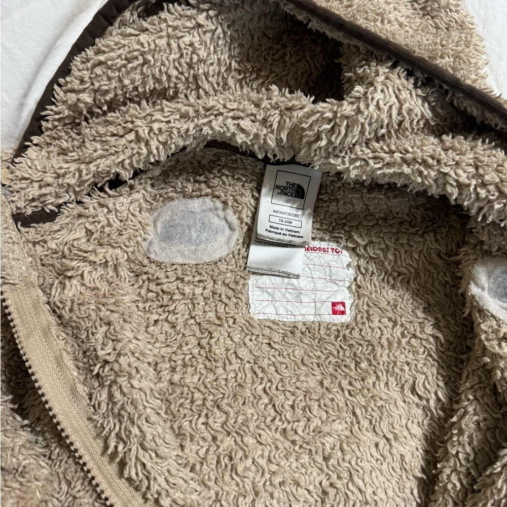 The North Face Campshire Brown Tan Bear Zip Up Jacket Sherpa Teddy 18-24 month - Picture 4 of 6